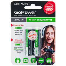 Аккумуляторы бытовые GoPower HR6 AA BL2 NI-MH 2400 mAh