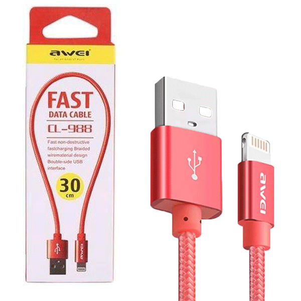 КАБЕЛЬ LIGHTNING USB AWEI CL-988 30CM